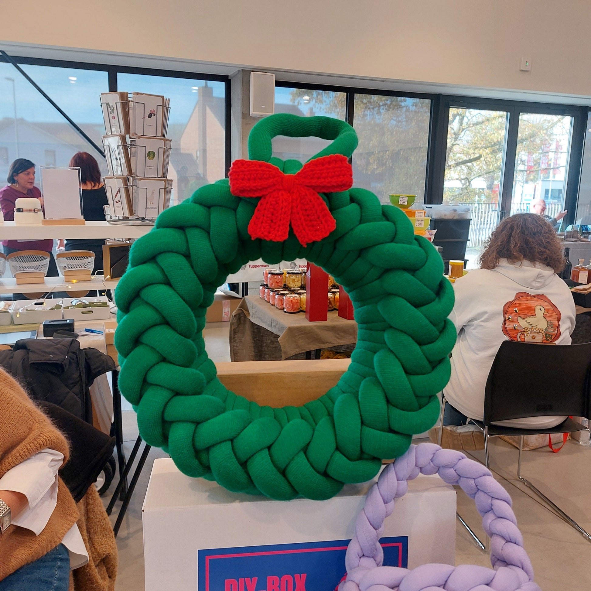 Chunky groene kerstkrans kerstmarkt